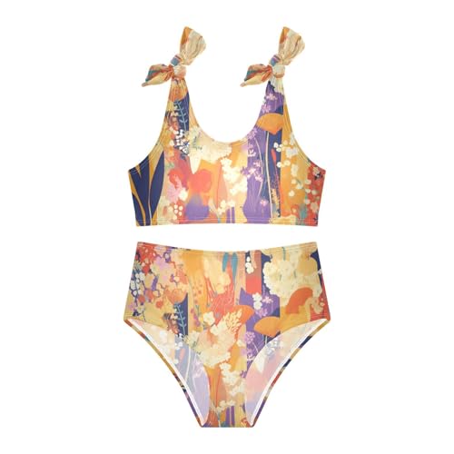 KLL Vintage Floral Pattern Modern Girls Two Piece Bikini Sets Quick-Dry Beach Swimwear Swimsuit3