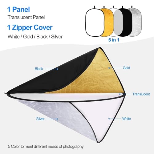 image for EMART 24'' x 36''(60 x 90cm) 5 in 1 Photo Collapsible Photography Refl