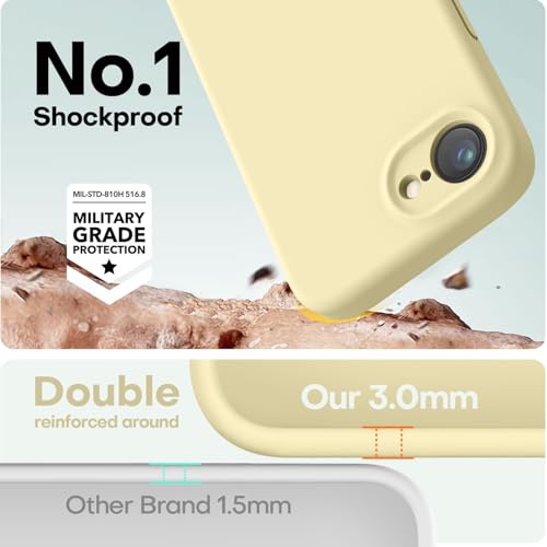 Image of LOVE 3000 Designed for iPhone 16e /17e Case, Premium Silicone with [Soft Anti-Scratch Microfiber Lining] Shockproof Protective Phone Case for Men Women Girls 6.1 inch, Creamy Yellow
