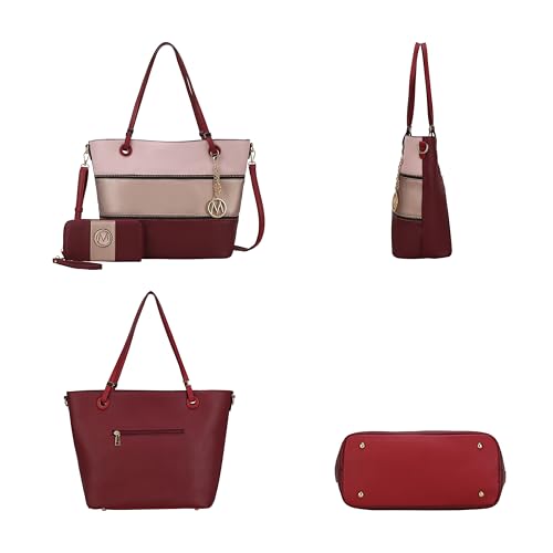 Bolso Tote para mujer con billetera a juego de cuero vegano miniatura 5
