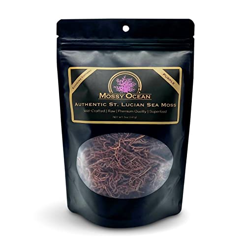 Mossy Ocean Wildcrafted Purple Sea Moss 8oz  Real Saint Lucian Seamoss  Calidad premium  Hace más de 150 onzas de gel Seamoss  Fácil de usar
