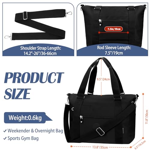 Teuen 11235 Travel Duffel Bag Gym Bag For Women, Waterproof Nylon Weekender Overnight Bag Personal Item Carry On Bags For Airplanes Hospital Sports Mommy Tote Bag Workout Dance Luggage Bag thumb #5