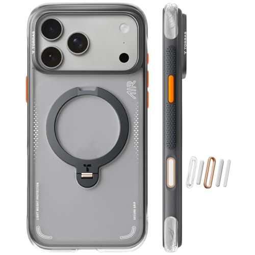 Image of TORRAS Ostand Q3 Air Original for iPhone 17 Pro Max Case, 360 Magnetic Stand, MagSafe Compatible, Mil-Grade Drop Tested, Camera Control Button, Shockproof for 17 Pro Max Cover, Shadow Black