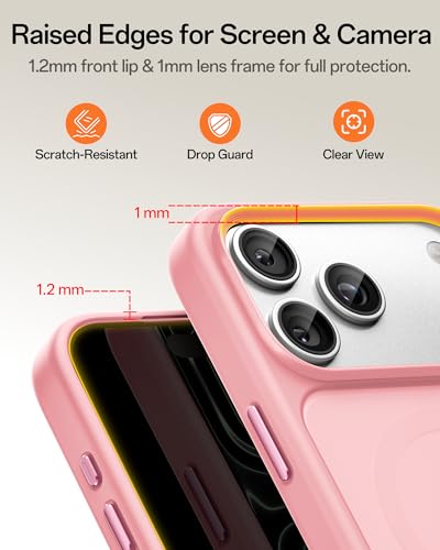 Image of UNBREAKcable Magnetic for iPhone 17 Pro Max Case 6.9-Inch, Compatible with MagSafe, Full Camera Protection, Built-in Magnetic Ring, Drop Protection Shockproof Slim Phone Cover-Pink