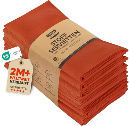 Utopia Kitchen Stoffservietten [12er Pack, Orange] 46x46 cm Waschbare Tischservietten für Hotel, Mittagessen, Restaurant, Hochzeiten… – Ansicht 1