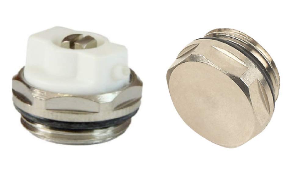 Gas N Pow3r White Manual Radiator Air Vent Bleed Plug Valve Blank Cap 1/2" Bsp X1 Set