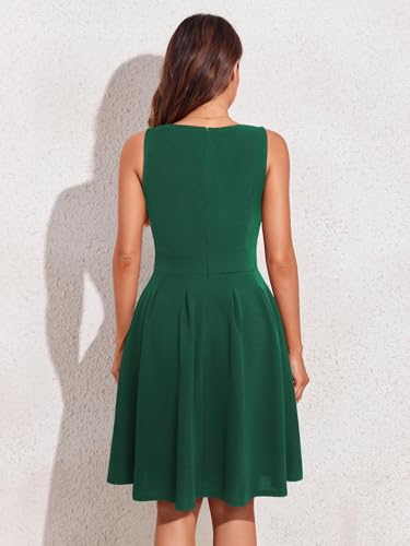 Image of Sureple Women's Retro Sleeveless Swing Casual Work Summer Party Dress with Pockets