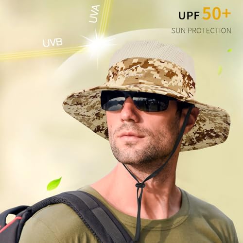 Image of Sun Hats for Men Women Fishing Hat UPF 50+ Breathable Wide Brim Summer UV Protection Hat