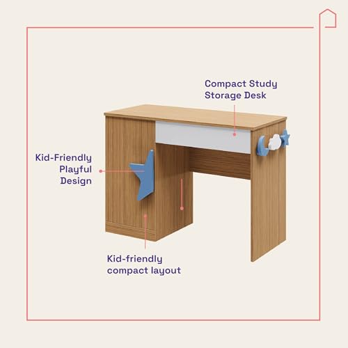 Image of Wakefit Eukee Engineered Wood Study Table - Urban Teak