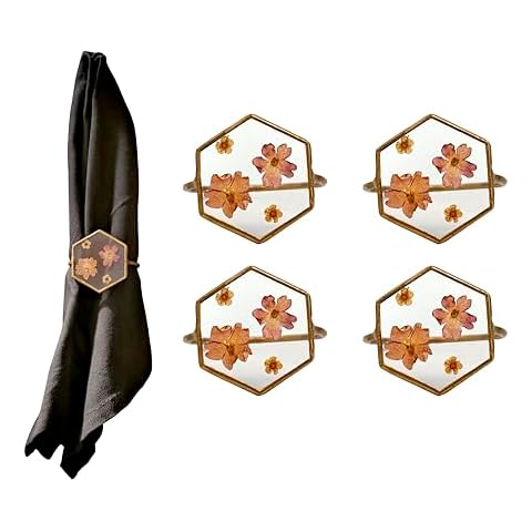 ILLUMEA Dried Flower Napkin Rings Set Cover