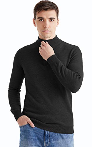 100% Merino Wool, Wool Quarter Zip Sweater, Long Sleeve Black Mens Sweater, Best Presents for Family 100% Merino Wool, Wool Quarter Zip Sweater, Long Sleeve Black Mens Sweater, Best Presents for Family
