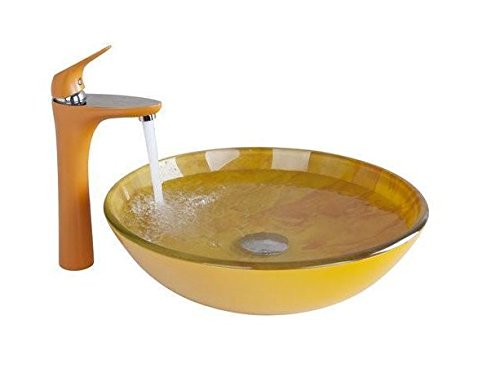 Ensemble lavabo céramique orange haut de gamme et sa robinetterie en laiton