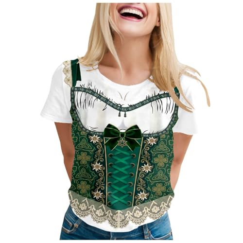 Haut décontracté fête de la bière femme grand taille motif dirndl 4XL