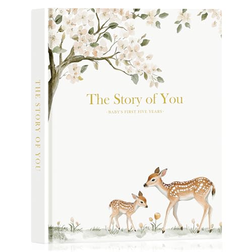 Lanpn Álbum Fotos Bebé Primer 5 Año para Niño Niña, The Story of Your Baby Memory Book, Libro Recuerdos Bebe, Baby's Journal Diario Recién Nacido Regalo (Inglés, 154 Páginas)