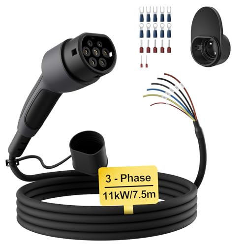 dé Typ 2 Ladekabel offenes Ende 11kW [7,5m| 16A| 3-Phasen] Ladekabel Typ 2 offenes Ende für 11kW Wallbox Ersatzkabel