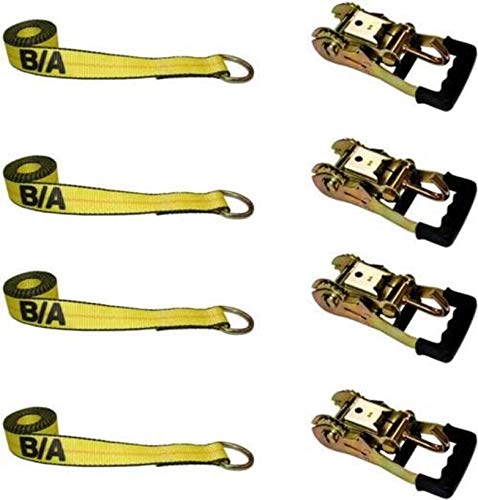 BA Products 38-80A-x4, 38-1-x4, Set of Four Straps & Four Gradual Release Ratchet with Finger Hook for Wheel Lift