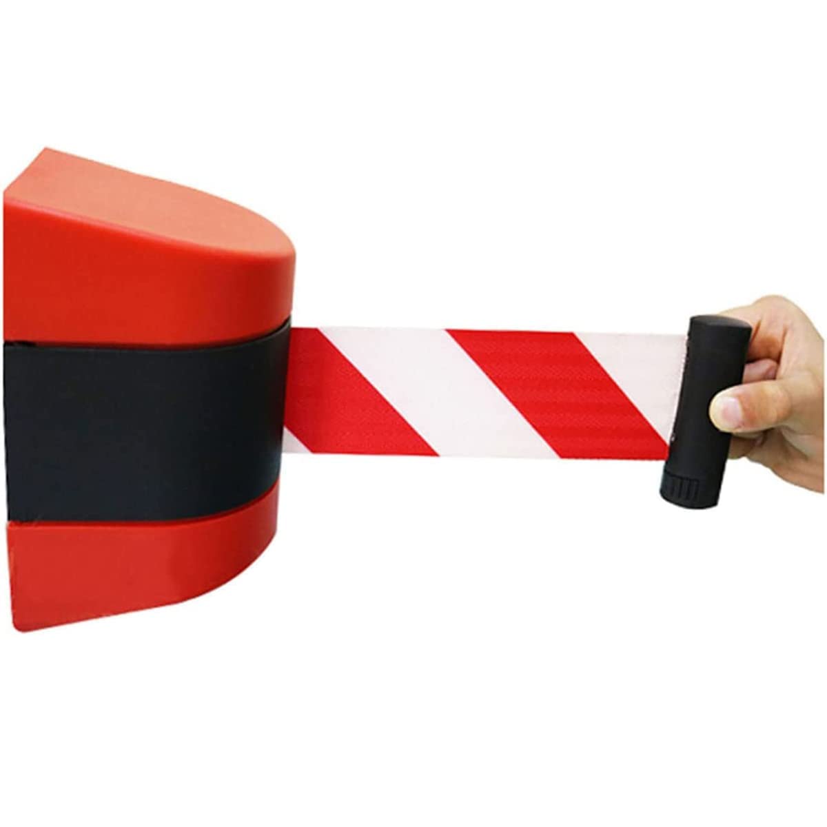 SATUREY Wall Mounted Retractable Queue Barrier Belt, Crowd Control Ribbon with Accessories, for Crowd Control Barriers and Line Dividers,White,3m