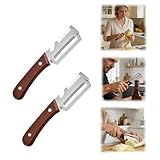 3-in-1 Multifunktionaler Gemüseschäler mit Holzgriff, 2 Stück Edelstahl Schäler Obst und Gemüseschäler, Obstschäler Kartoffelschäler und Flaschenöffner für Gemüse Picknick Schälwerkzeug