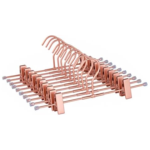 Koobay 13.8" Rose Gold Pants Metal Clothes Hangers, 30 Pack, Trouser Hangers with Clips Bottom Hangers Storage Display Cover