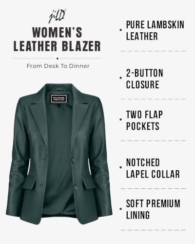 Image of Jild Classic Style Leather Blazer Women - Casual Coat Leather Jacket Women