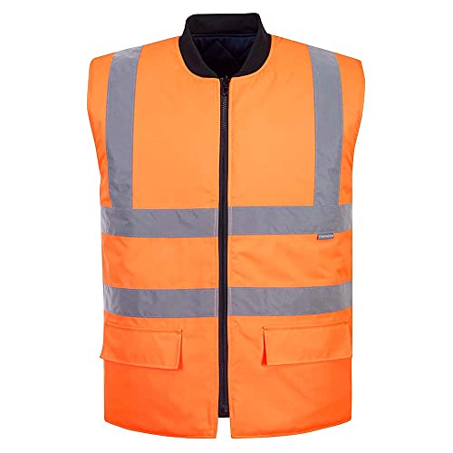 Bodywarmer réversible chaud et imperméable avec bandes réfléchissantes
