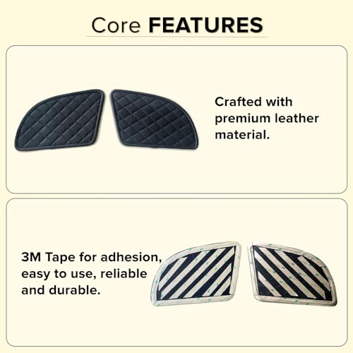 Image of RE Continental GT Pure Leather Tank Knee Pads Durable (Checkered Black with Black Stitch) Tank Pads for Bike /Black