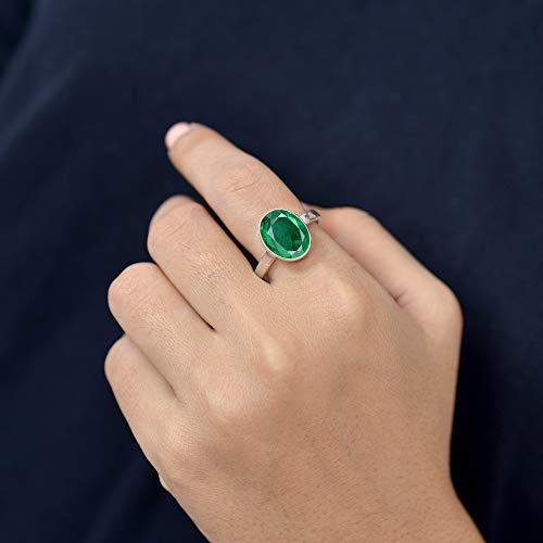 Image of LMDPRAJAPATIS 2.25 Ratti Oval Shape Created Emerald Delicate Adjustable Ring- 925 Sterling Silver - Hand Made Jewelry