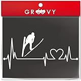 スキー ジャンプ ステッカー ジャンパー ノーマルヒル ラージヒル ハート 車 自動車 シルエット シール おしゃれ かわいい 防水 エンブレム アクセサリー ブランド アウトドア グッズ 雑貨 おもしろ_1386 (ホワイト)