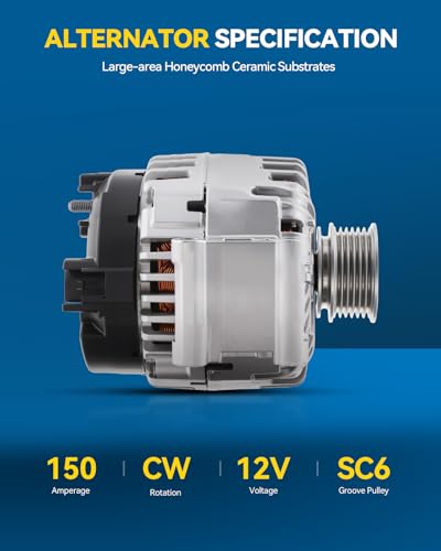 Image of PHILTOP Alternator Compatible with Tiguan 2009-2017 All Models | Jetta 2008-2010 2012-2013 2.0T, CC 2009-2016 2.0T Replace 11070N 12V 150Amp CW SC6 6-Groove Pulley