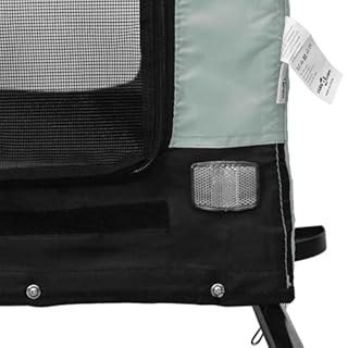 vidaXL Rimorchio da Bici per Animali Grigio e Nero Oxford e Ferro