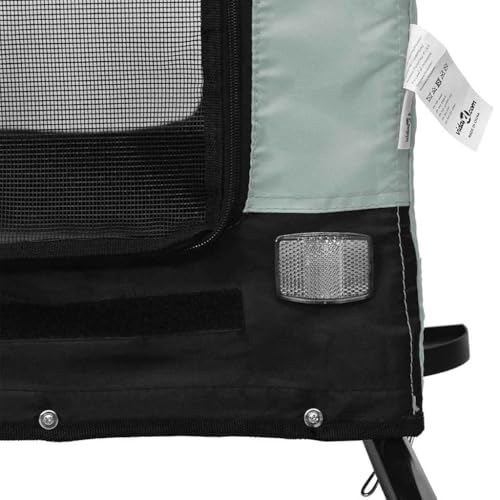 Vidaxl Rimorchio Da Bici Per Animali Grigio E Nero Oxford E Ferro - 4