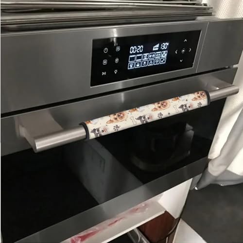 Image of Refrigerator Door Handle Covers Set of 6 Kitchen Electrical Appliances Handle Protector Anti-Slip Fridge Microwave Oven Decorations Accessories, Schnauzer Yorkshire Corgi Dog Puppy Bone