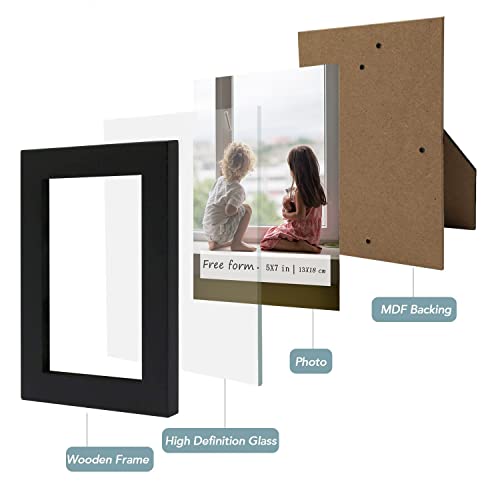 5X7 Black Picture Frames Set Of 2, Solid Wood Photo Frame With High Definition Glass, Rustic Simpe Classic Handmade Wooden Photo Frames For Wall Mounting Or Table Top Display Decoration #TOP3