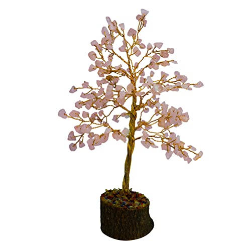 Image of REMEDYWALA Charged Energized Rose Quartz Crystal Tree for Reiki Healing Rose Quartz Stone Tree 200 Beads