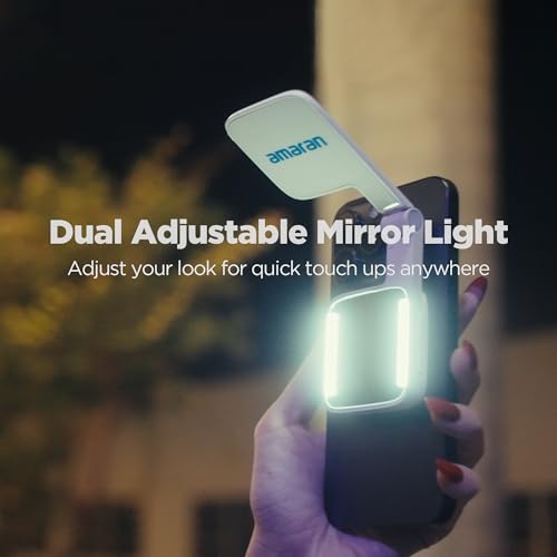 Image of Amaran Go Magnetic Selfie Phone Light, Compatible with MagSafe & Qi2 Magnets, Dual LED Light Source with Adjustable Mirror Light & CCT (2700K-6500K), for Selfies, Makeup, & Content Creation (Charcoal)