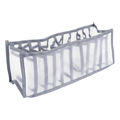 KICHOUSE 1pieza Caja Organizadora para Ropa Interior Compartimentos Caja de Almacenamiento Transpirable Azul y Gris Organizador para Armario para Calcetines y Prendas Pequeñas Lavable