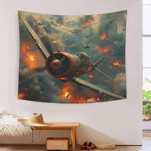 Tapisserie murale avion de chasse 3D grand tissu decoration pour dortoir