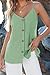 BLENCOT Tank Tops for Womens Summer Flowy Button Down V Neck Casual Sleeveless Trendy Shirts Spaghetti Strap Dressy Blouse Mint 2XL