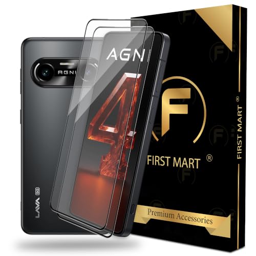 Image of FIRST MART Tempered Glass Screen Protector for Lava Agni 4 - Full-Glue Screen Guard, 3D Edge to Edge, HD Clear, Bubble-Free, Case-Friendly, Black, Pack of 2