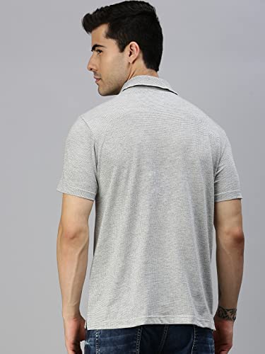 ONN Men's Grey Half Sleeves Polo Collar T-Shirt with Pocket (Size : X-Large)