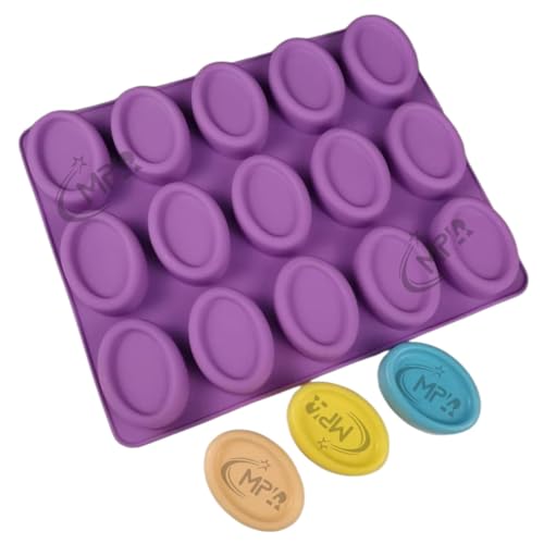 Soap Mould Reusable Homemade Soap Making Silicone Soap Mold for Soap Making 15 Cavity Oval Shape Mold 50 Gm Soap (Pack of 1, Multicolor)
