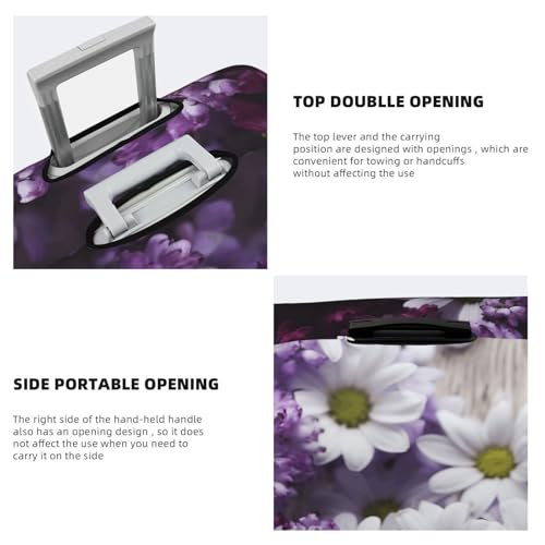 Travel Luggage Cover Purple White Flowers Suitcase Protector Elastic Washable Stretch Suitcase Protector Anti-Scratch Travel Suitcase Cover Fit 18-32 Inch Luggage4