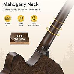 Donner Guitare Acoustique 4/4 Jumbo Guitare Folk Set Adultes Débutant avec Pickup Sac Tuner Sangle Cordes Capo (Noir) - Les Beatles, Paul McCartney, John Lennon, RIngo Starr, George Harrison Donner Guitare Acoustique 4/4 Jumbo Guitare Folk Set Adultes Débutant avec Pickup Sac Tuner Sangle Cordes Capo (Noir) – Image 4