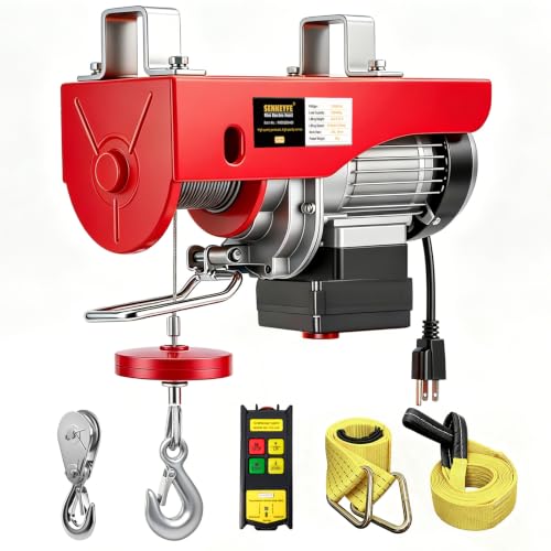 Electric Hoist 440LBS Wireless Remote, Single/Double Cable, Winch with Emergency Stop by SENKEYFE - Used condition - US$60.59