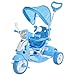 HOMCOM Triciclo para Niños de +18 Meses Triciclo Evolutivo Infantil con Capota Extraíble Asiento Giratorio Barra de Seguridad y Función de Luz Música 102x48x96 cm Azul