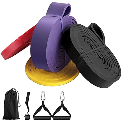 Anbte 5 Packs Pull Up Assist Bands Set Resistance Bands Natural Latex Powerlifting Exercise Workout Stretch Bands with Door Anchor and Handles for Muscle Toning Yoga Stretch Mobility Strength Training Cover
