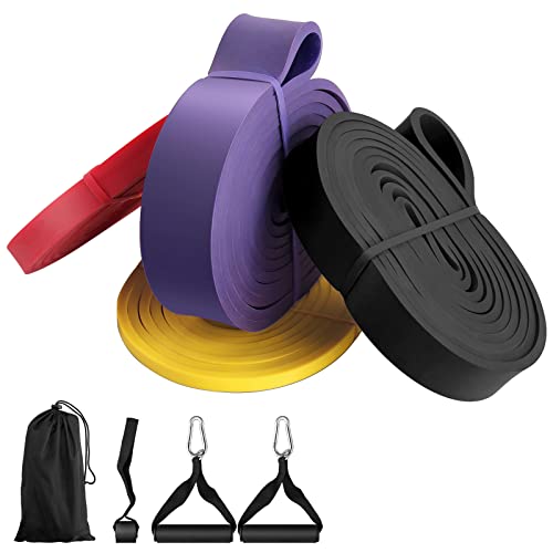 Bande Élastique de Résistance Anbte 5pcs Bandes de Fitness Élastiques en Latex Naturel avec Ancrage de Porte et Poignées pour Entraînement en Force/Mobilité/Haltérophilie/Assistance à Traction Cover