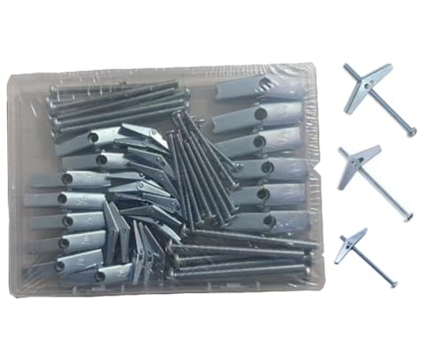 SKYWKX Toggle Bolts Anchors and Screws kit - 30 Sets Mixed Heavy Duty Butterfly Toggle Bolts and Wing Set for Hanging Heavy Items on Drywall Wood Ceiling Hollow Sheetrock(1/8-1/4-3/16 Mix 30sets)