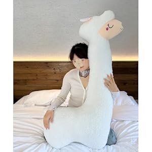 Hofun4U Llama Plush Pillow, 51 Inch Alpaca Plush Long Body Pillow, Alpaca Stuffed Animal, Christmas Holiday Birthday Gift (White) Hofun4U Llama Plush Pillow 51 Inch Alpaca Plush Long Body Pillow Alpaca Stuffed Animal Christmas Holiday Birthday Gift White