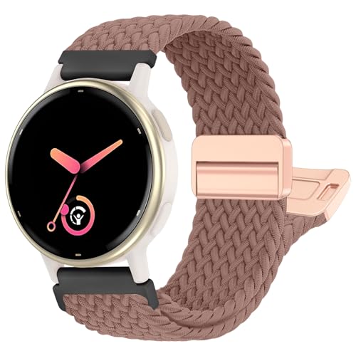 chinbersky Geflochten Armband Kompatibel mit Garmin Vivoactive 5/4/3/Venu/Venu Sq/Venu2 Plus/Forerunner 165/55/245/645/965/955/945/265, 20mm 22mm Magnet Verschluss Stoff Nylon Band für Garmin Armband